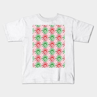 Peppermint swirls on pink Kids T-Shirt